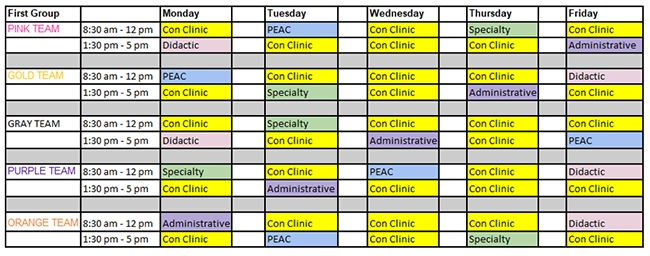 Example of Ambulatory Schedule