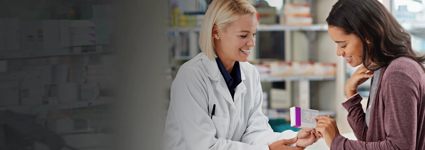 provider holding a box showing a woman