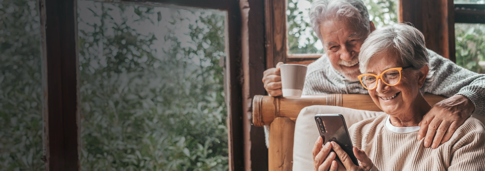 Couple looking at phone