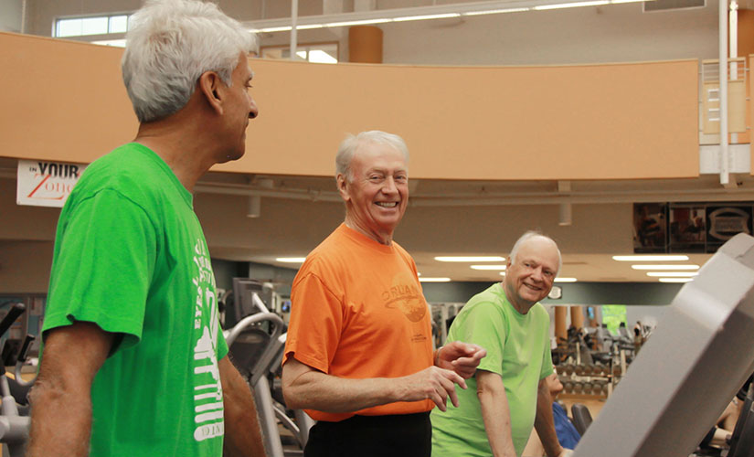 Group of men working out