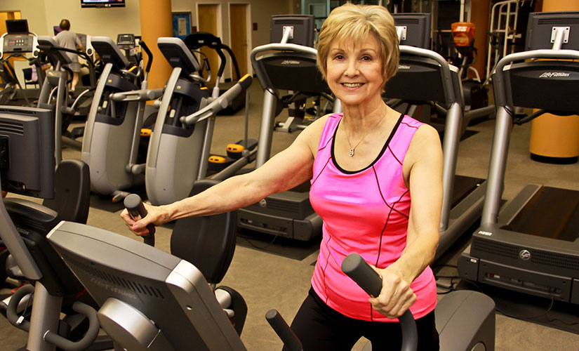 Woman exercising on treadmill